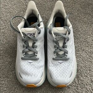 Hoka White and Gray Athletic Shoes